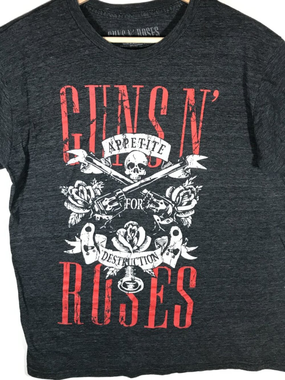 Guns N' Roses Adult's Large Light Black or Charcoal Gray Short Sleeve T-Shirt